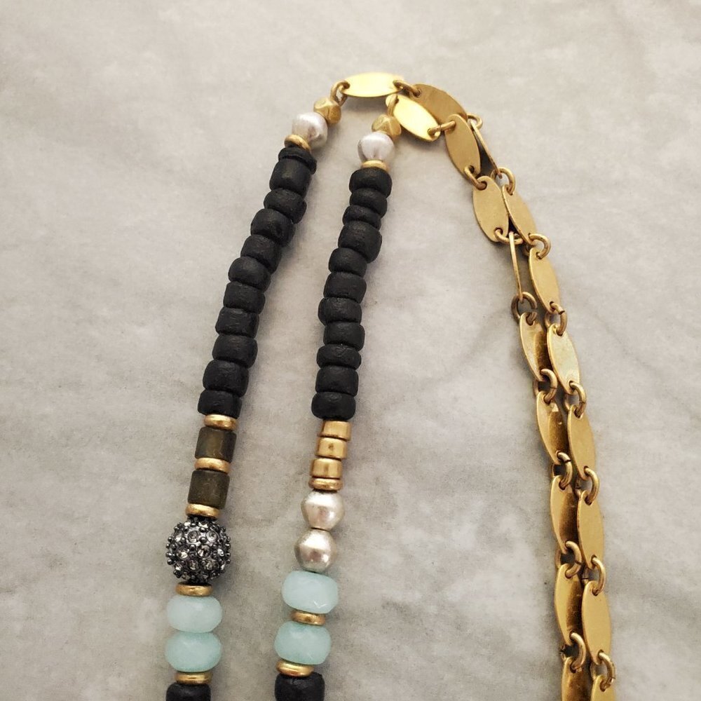 ✨ Stella and Dot Labradorite Artisan Druzy Beaded Stone Pave Rhinestone Pendant - Picture 13 of 14